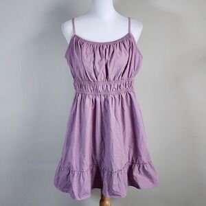 Wild Skye Smocked Mini Dress Womens XL Purple Ruffle Cottagecore Boho Prairie